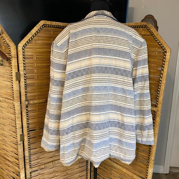 David Paul New York Blazer Striped Linen Blend Jacket 38R Made in USA - Picture 6 of 6